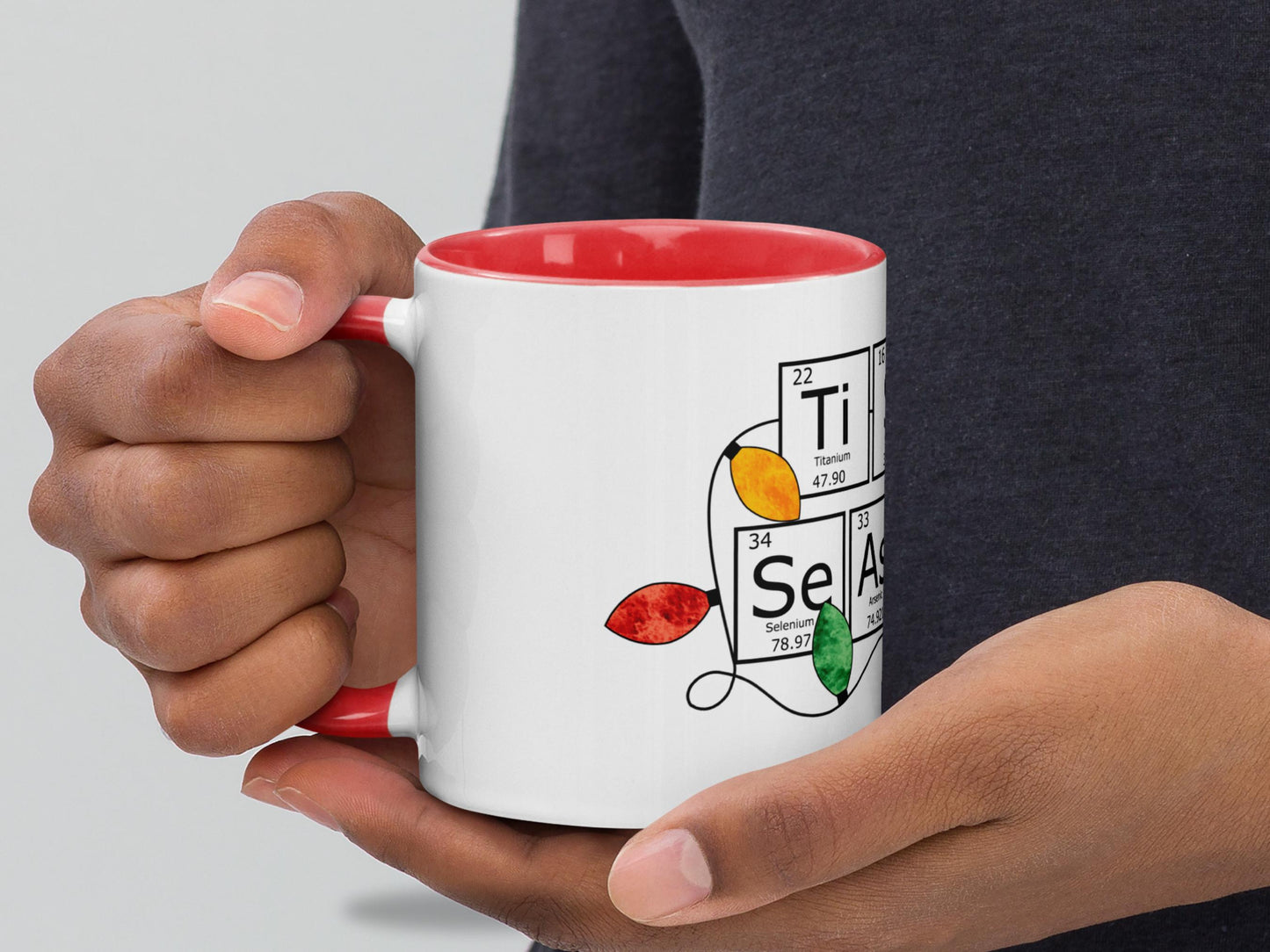 Red Ceramic Chemistry Mug, Holiday Coffee Mug Gift, Science-Themed Christmas Design, Festive STEM Lover Mug, Festive 11 oz Cup, Chemist Gift