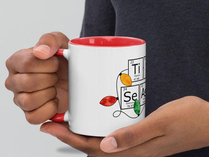 Red Ceramic Chemistry Mug, Holiday Coffee Mug Gift, Science-Themed Christmas Design, Festive STEM Lover Mug, Festive 11 oz Cup, Chemist Gift