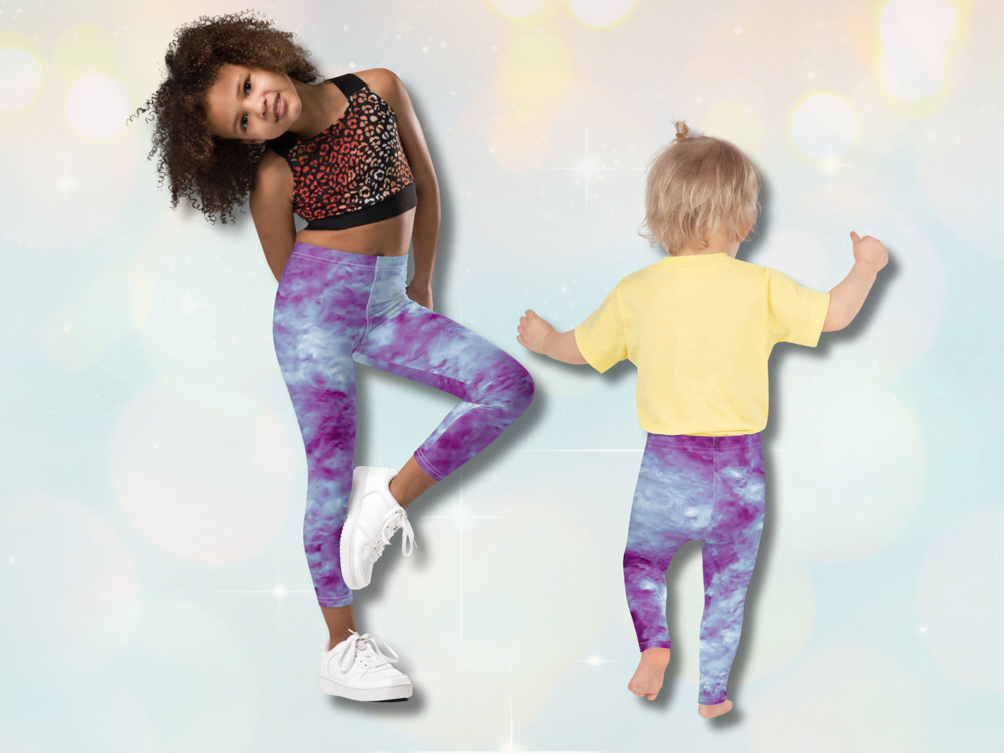 Stretchy Kids Leggings, Toddler Leggings for Boys and Girls, Unisex Tie-Dye Patterened Pants for Kids, Back to School Tights for Children