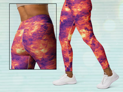 High Waist Yoga Tie-Dye Turbulence Leggings with Hidden Pocket