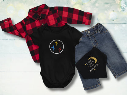 Colorful WindTurbines Embroidery Baby Onesie Bodysuit