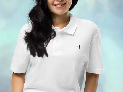 Unisex Pique Wind Turbine Embroidery Polo Shirt, Renewable Energy Lover’s Shirt, Wind Energy Fan Embroidered Polo Shirt, Golf Polo Gift
