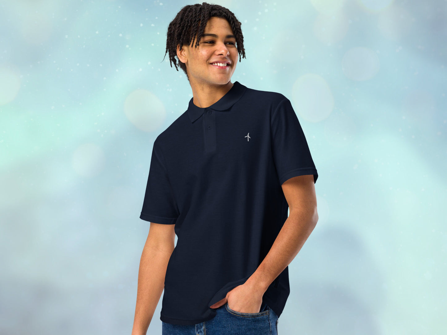 Unisex Pique Wind Turbine Embroidery Polo Shirt, Renewable Energy Lover’s Shirt, Wind Energy Fan Embroidered Polo Shirt, Golf Polo Gift