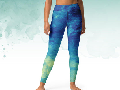 Stretchy High waist Gradient Turbulence tie-dye yoga leggings