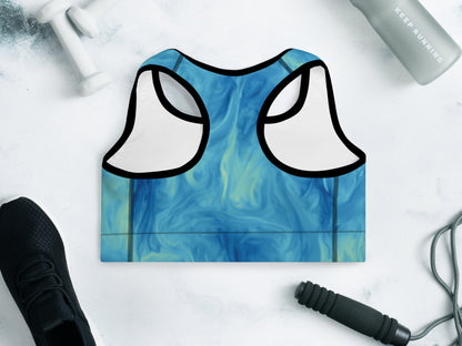 Tie Dye Patterened Padded Sports Bra, Elastic Stretchy Yoga Bra with Supporting Pads, XS to 2XL Women's Workout Exercise Bra, Athletic Bra