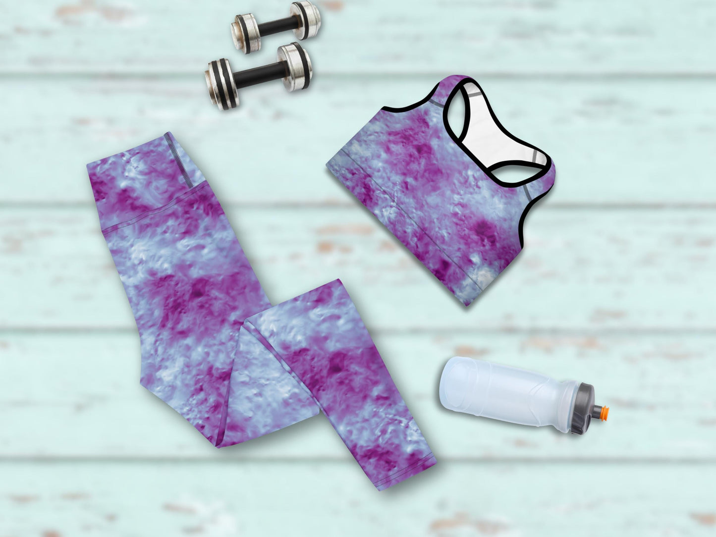 Turbulence Tie-Dye Yoga Set, High-Waist Leggings and Sports Bra