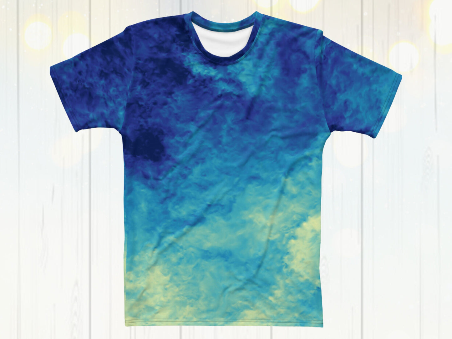 Men's stretchy Tie-dye Like Patterned T-shirt, Casual Versatile Shirt for Him, Elastic Stretchy Print Jersey for Gym, Unique Patterened Tee