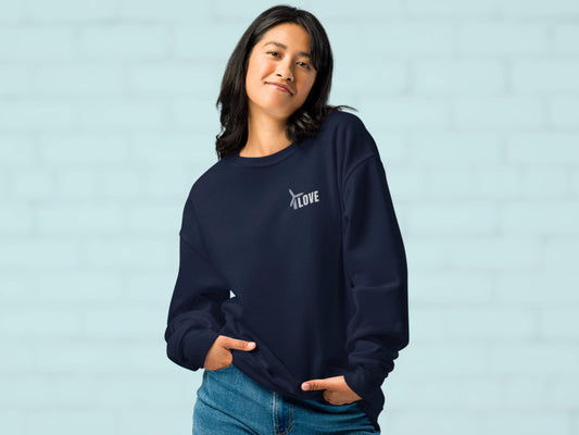 Unisex Wind Energy Embroidered Sweatshirt, Renewable Energy Cotton Pullover, Fleece Wind Turbine Crewneck Sweater, Comfy Green Energy Jumper