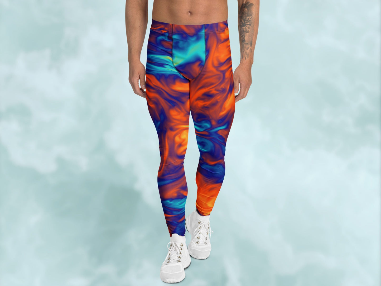 Marble Ice and Fire Turbulence Men's Leggings