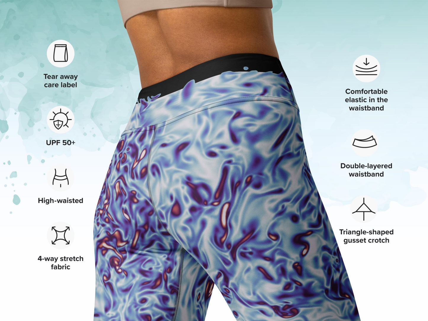 High Waist Yoga Turbulence Leggings, Fluid Dynamics Scientific Print Compression Pants, Squat Proof Pants, Geeky Activewear for Women