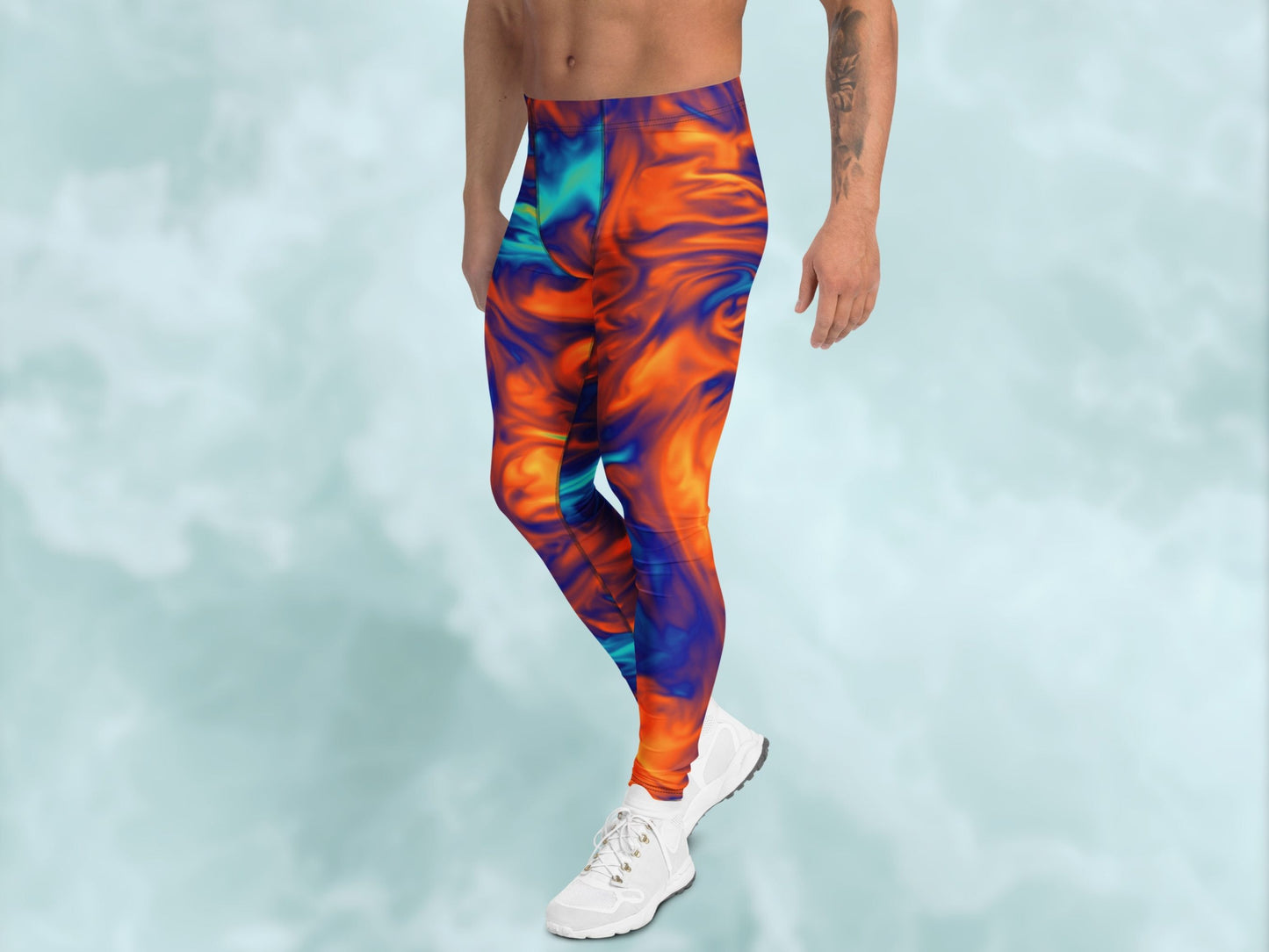 Marble Ice and Fire Turbulence Men's Leggings