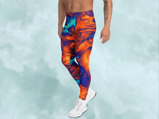 Marble Ice and Fire Turbulence Men's Leggings