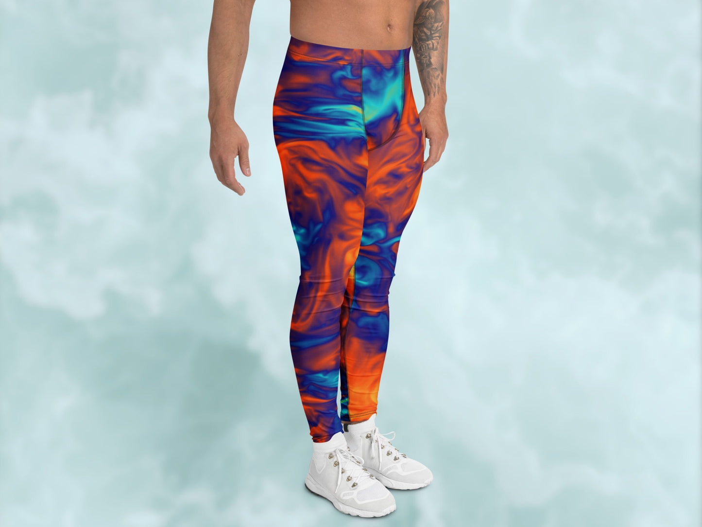 Marble Ice and Fire Turbulence Men's Leggings