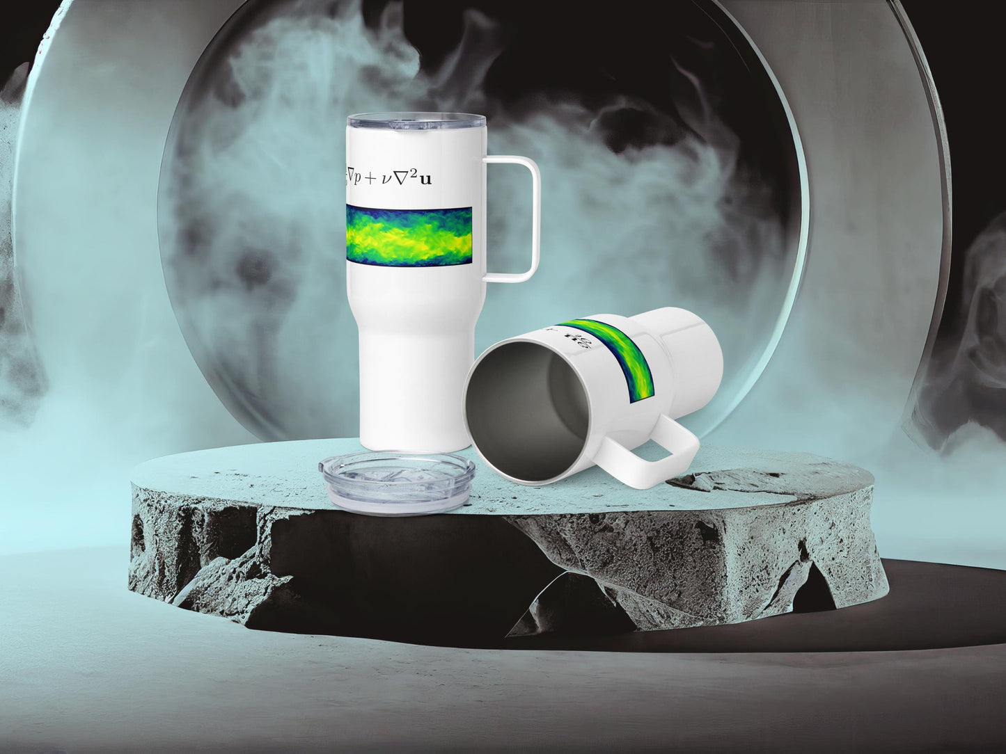 Navier-Stokes Travel Mug, 40 Oz Fluid Mechanics Coffee Mug with Handle, Flow Science Gift for Engineers, Spill-Proof Design