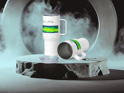 Navier-Stokes Travel Mug, 40 Oz Fluid Mechanics Coffee Mug with Handle, Flow Science Gift for Engineers, Spill-Proof Design