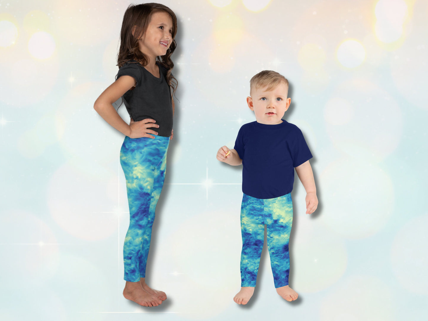 Stretchy Kids Leggings, Toddler Leggings for Boys and Girls, Unisex Tie-Dye Patterened Pants for Kids, Back to School Tights for Children