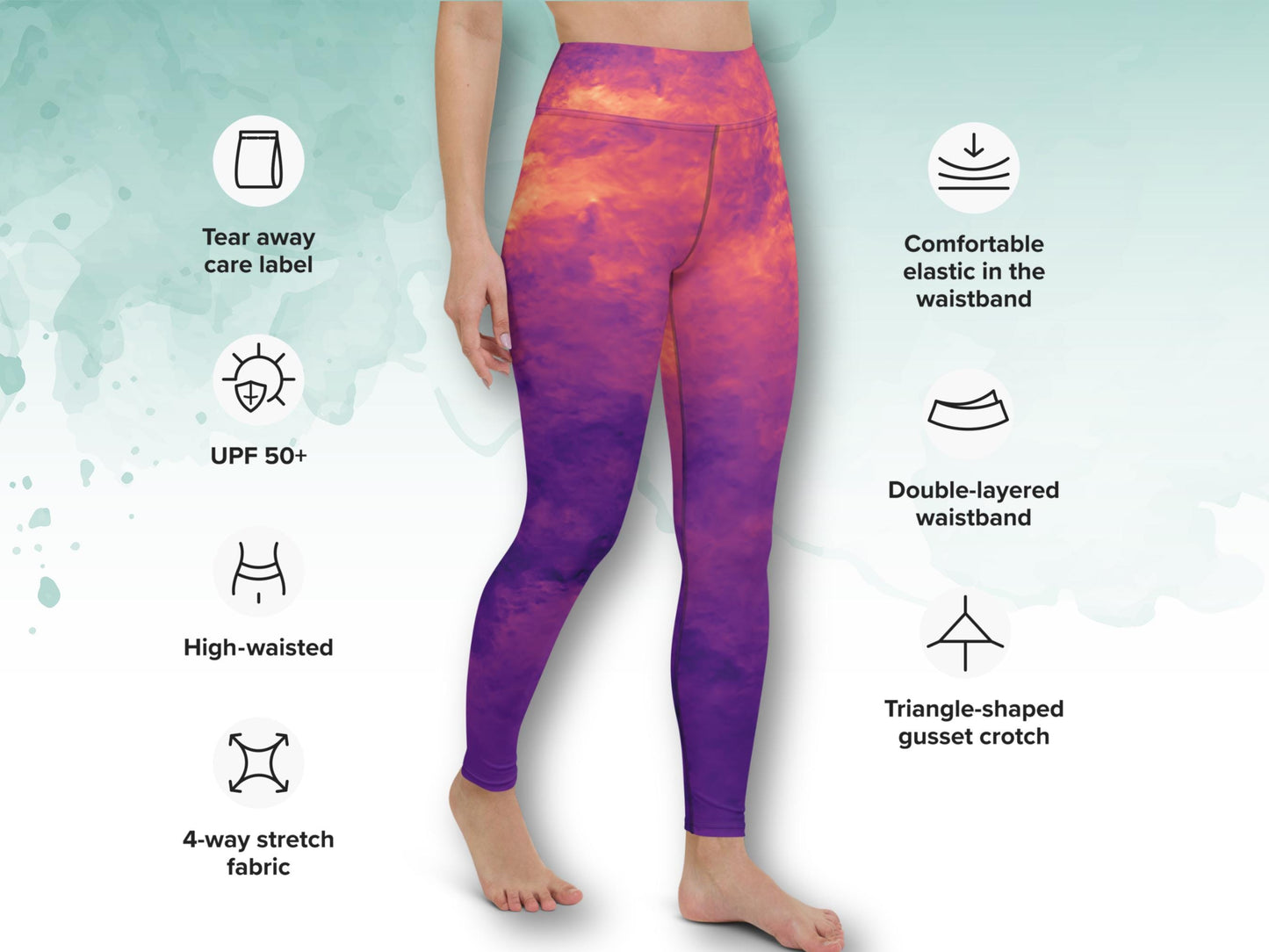 Stretchy High waist Gradient Turbulence tie-dye yoga leggings