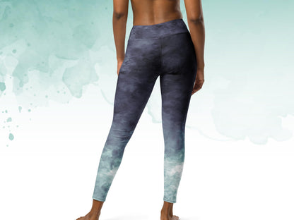 Stretchy High waist Gradient Turbulence tie-dye yoga leggings