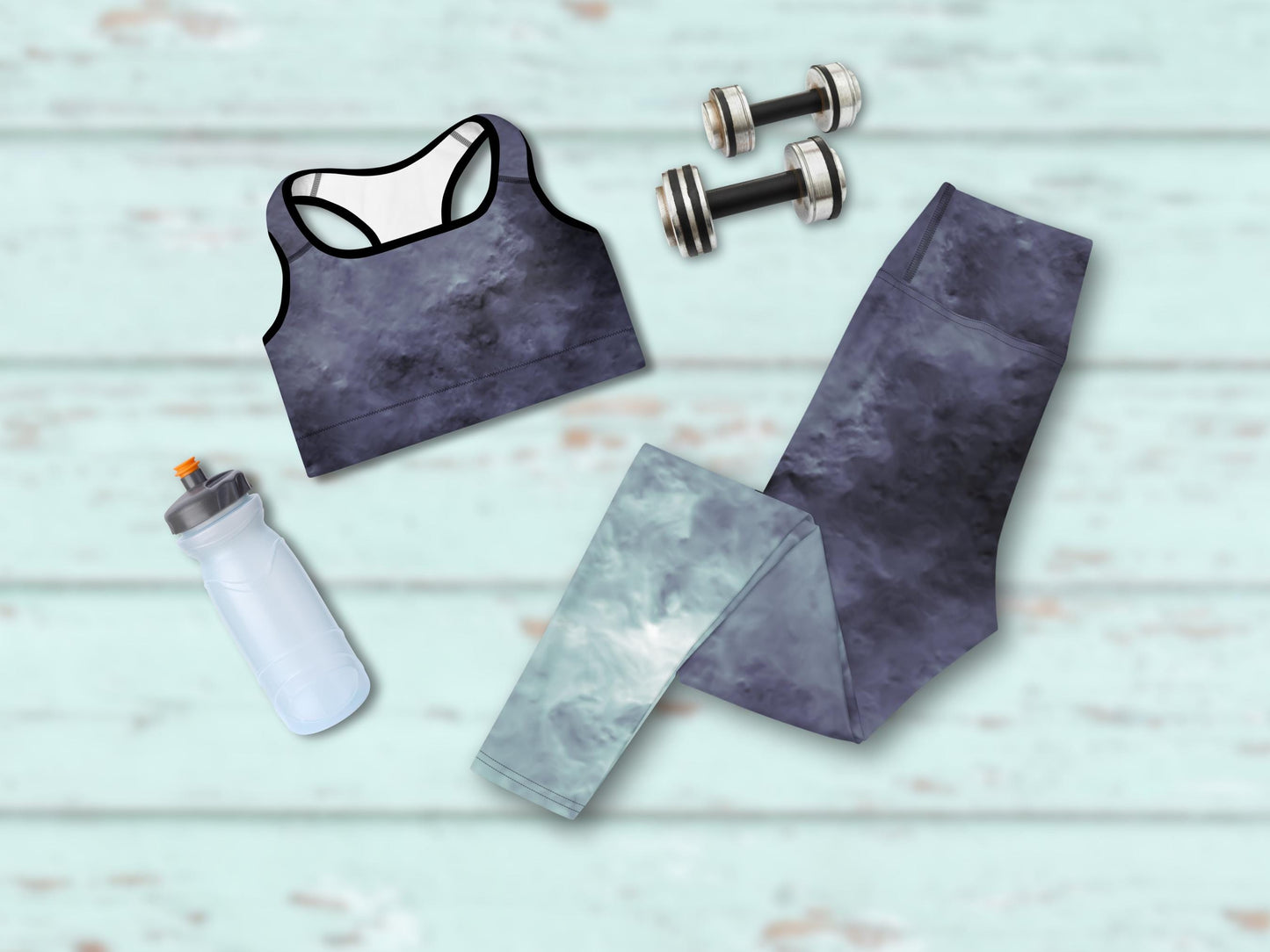 Tie-Dye Turbulence Flow Workout Set - High Waisted Leggings and Supportive Workout Bra