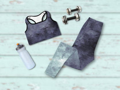 Tie-Dye Turbulence Flow Workout Set - High Waisted Leggings and Supportive Workout Bra