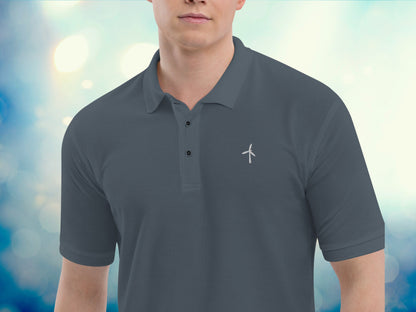 Wind Turbine Embroidered Men's Polo Shirt
