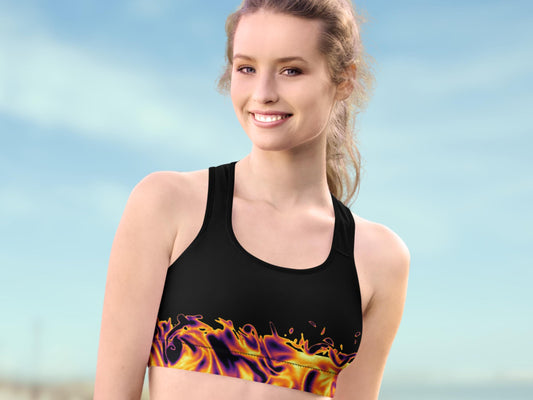 Padded Turbulence Science Sports Bra – Moisture-Wicking, Supportive, Bold Activewear for Summer Workouts or Beach Vibes