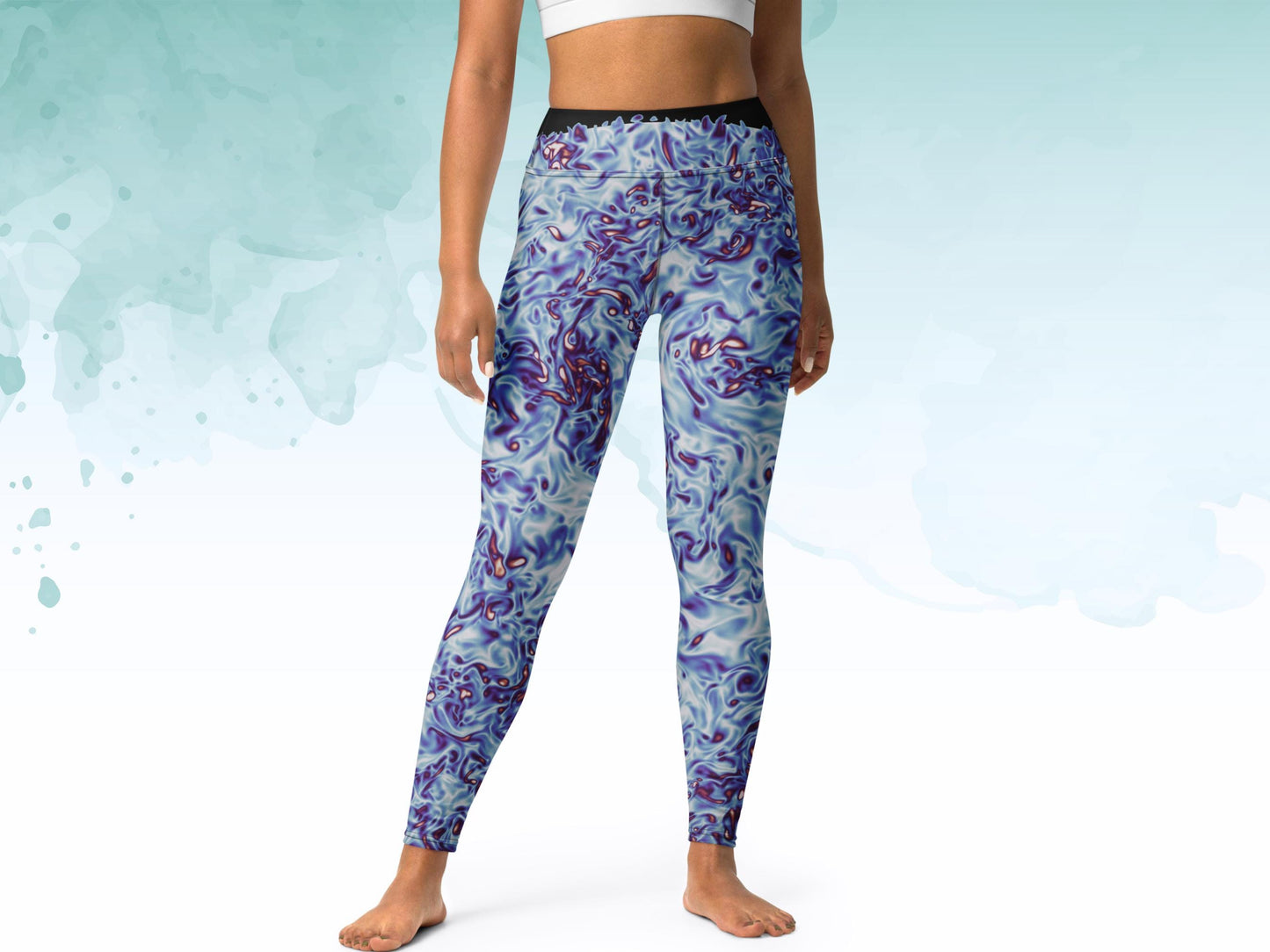 High Waist Yoga Turbulence Leggings, Fluid Dynamics Scientific Print Compression Pants, Squat Proof Pants, Geeky Activewear for Women