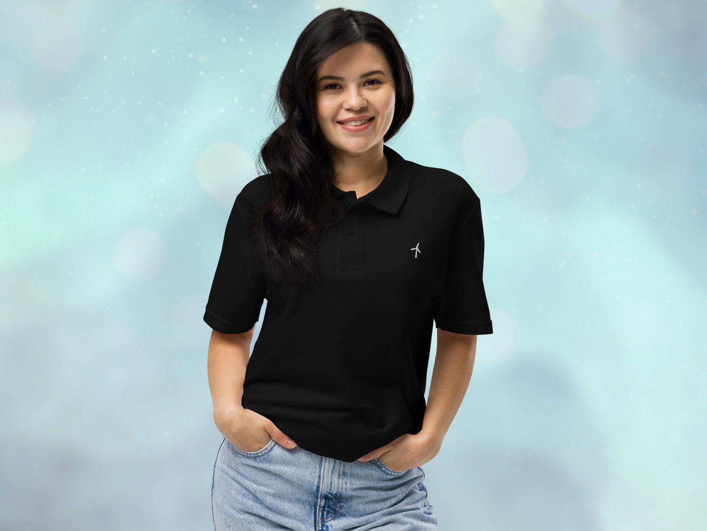 Unisex Pique Wind Turbine Embroidery Polo Shirt, Renewable Energy Lover’s Shirt, Wind Energy Fan Embroidered Polo Shirt, Golf Polo Gift