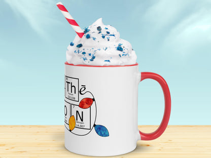 Red Ceramic Chemistry Mug, Holiday Coffee Mug Gift, Science-Themed Christmas Design, Festive STEM Lover Mug, Festive 11 oz Cup, Chemist Gift