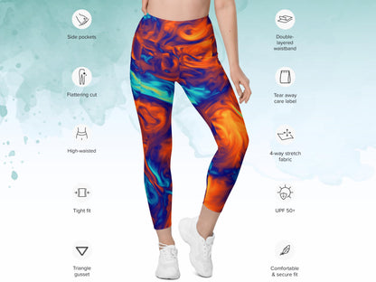 High-Waist Swirl Turbulence Workout Yoga Set, Pocketed Leggings