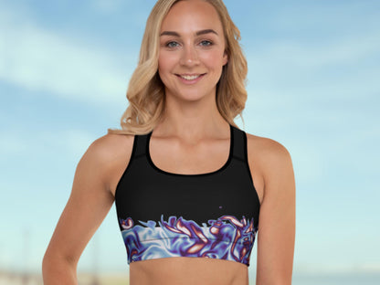 Padded Turbulence Science Sports Bra – Moisture-Wicking, Supportive, Bold Activewear for Summer Workouts or Beach Vibes