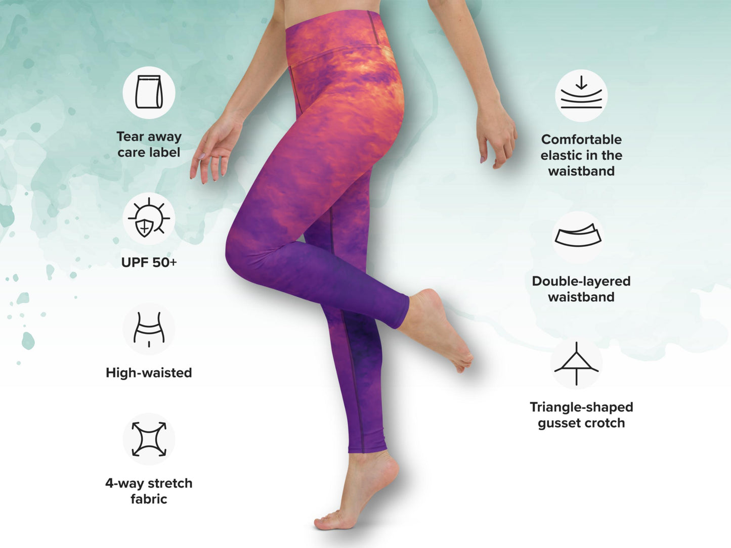 High-waist yoga set, digital tie-dye padded bra and leggings, women workout outfit, comfy activewear, vibrant gym set, stylish fitness wear