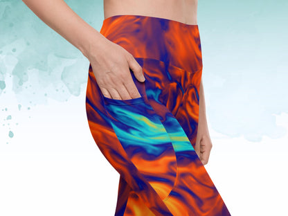 High-Waist Swirl Turbulence Workout Yoga Set, Pocketed Leggings