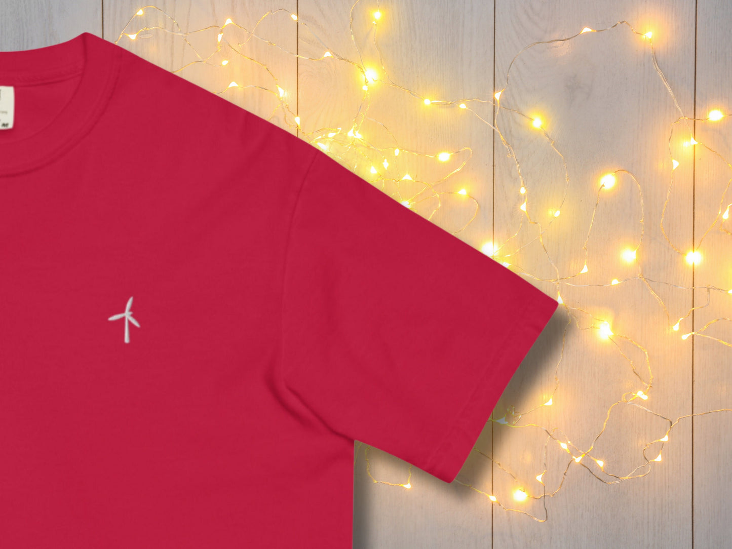 Unisex Wind Turbine Embroidery T-Shirt, Women's - Men's Wind Energy Tee, Shirt for Renewable Energy Fans, Embroidered Wind Turbine Love