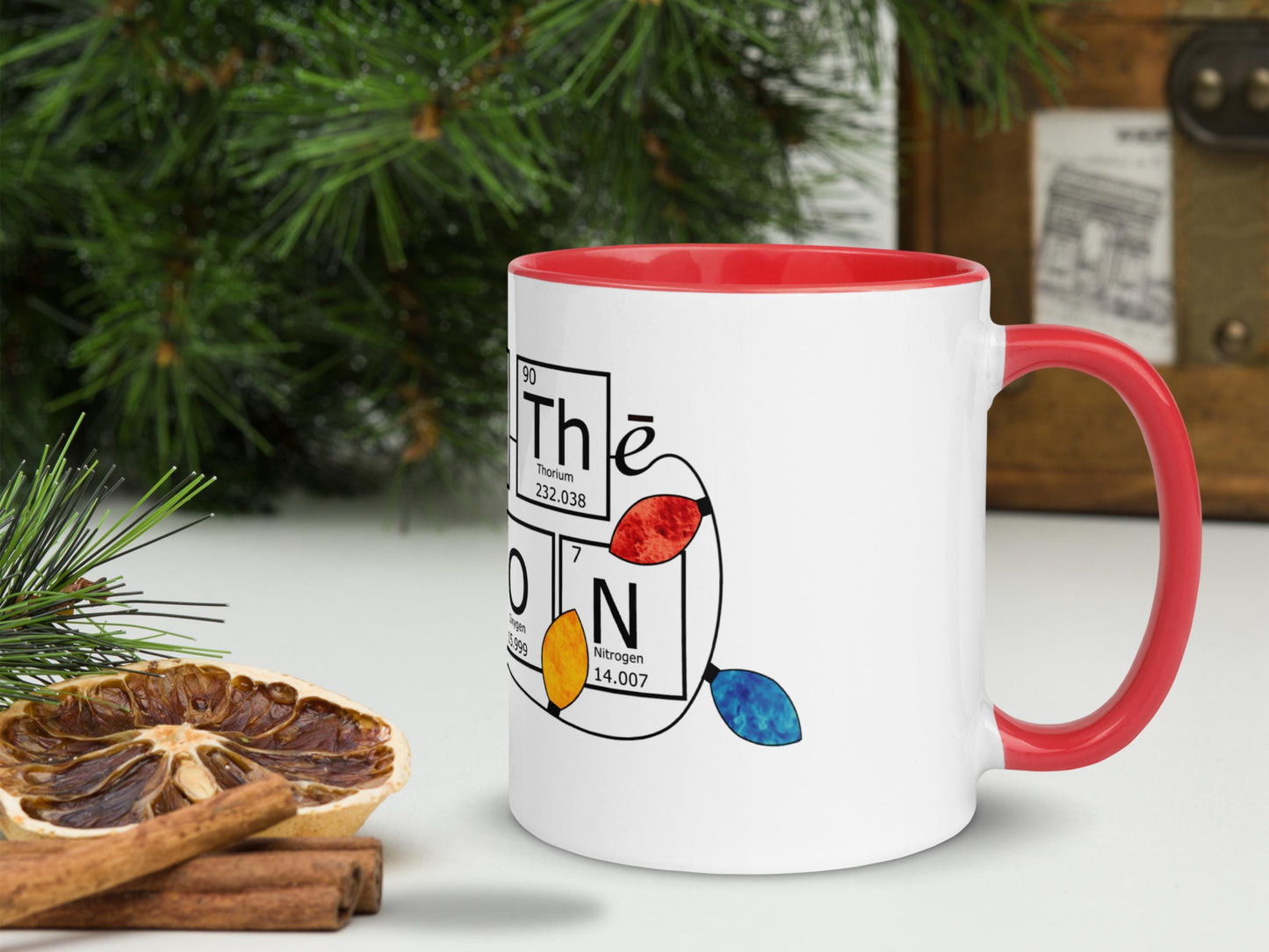 Red Ceramic Chemistry Mug, Holiday Coffee Mug Gift, Science-Themed Christmas Design, Festive STEM Lover Mug, Festive 11 oz Cup, Chemist Gift