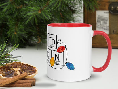 Red Ceramic Chemistry Mug, Holiday Coffee Mug Gift, Science-Themed Christmas Design, Festive STEM Lover Mug, Festive 11 oz Cup, Chemist Gift