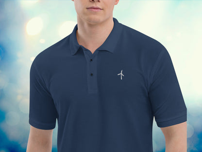 Wind Turbine Embroidered Men's Polo Shirt