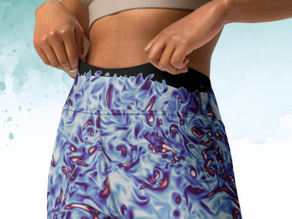 High Waist Yoga Turbulence Leggings, Fluid Dynamics Scientific Print Compression Pants, Squat Proof Pants, Geeky Activewear for Women