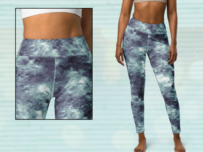 High Waist Yoga Tie-Dye Turbulence Leggings with Hidden Pocket