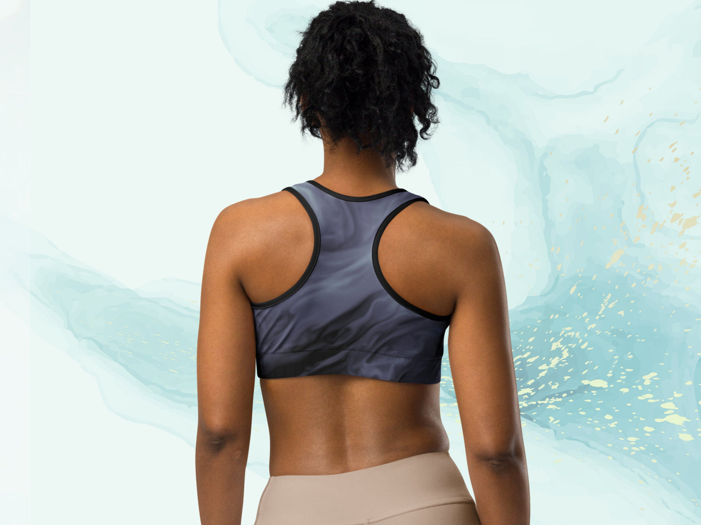 Tie Dye Patterened Padded Sports Bra, Elastic Stretchy Yoga Bra with Supporting Pads, XS to 2XL Women's Workout Exercise Bra, Athletic Bra