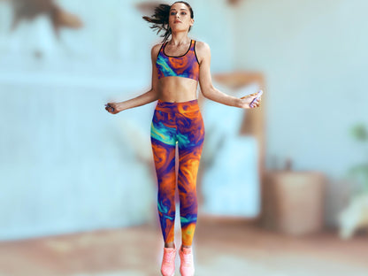 High-Waist Swirl Turbulence Workout Yoga Set, Pocketed Leggings