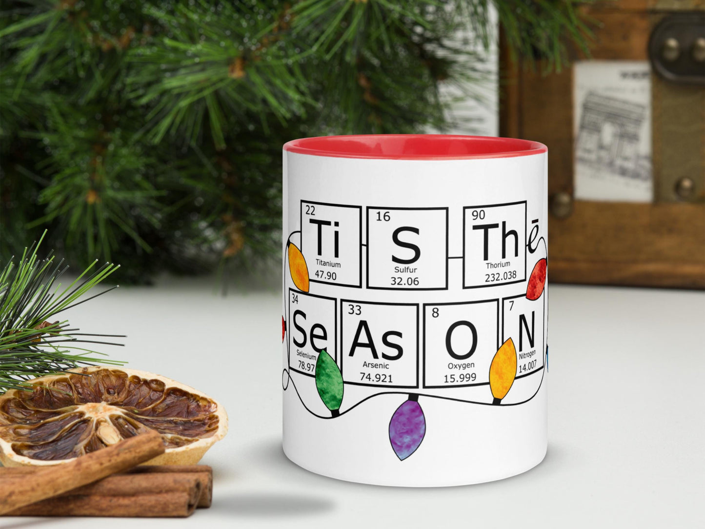 Red Ceramic Chemistry Mug, Holiday Coffee Mug Gift, Science-Themed Christmas Design, Festive STEM Lover Mug, Festive 11 oz Cup, Chemist Gift