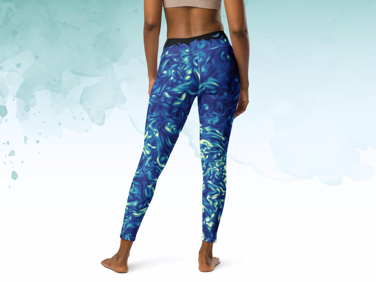 High Waist Yoga Turbulence Leggings, Fluid Dynamics Scientific Print Compression Pants, Squat Proof Pants, Geeky Activewear for Women