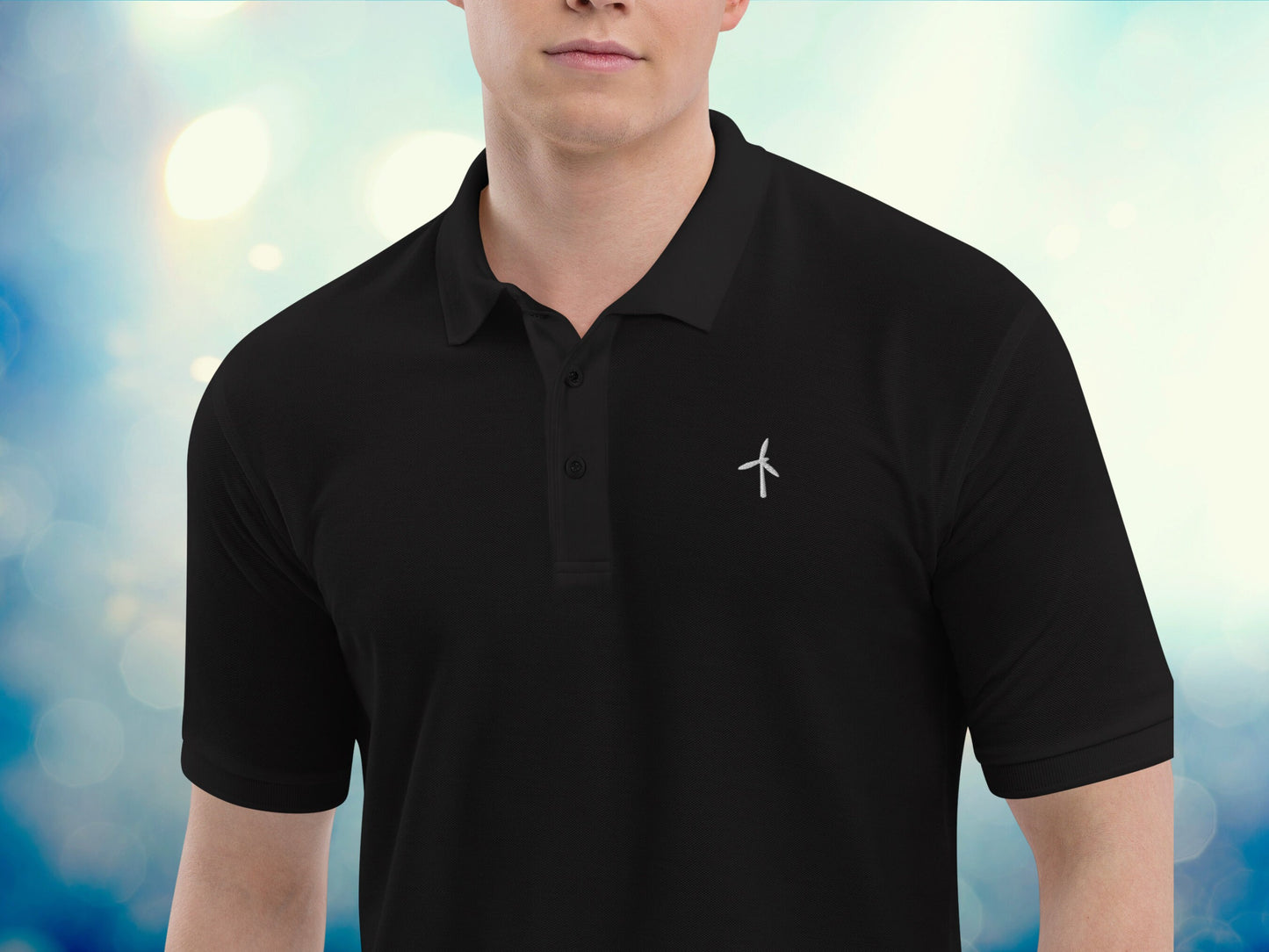 Wind Turbine Embroidered Men's Polo Shirt
