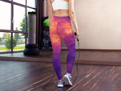 Stretchy High waist Gradient Turbulence tie-dye yoga leggings