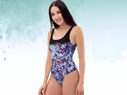 Bold, Science-Inspired Turbulent Flow One-Piece Swimsuit