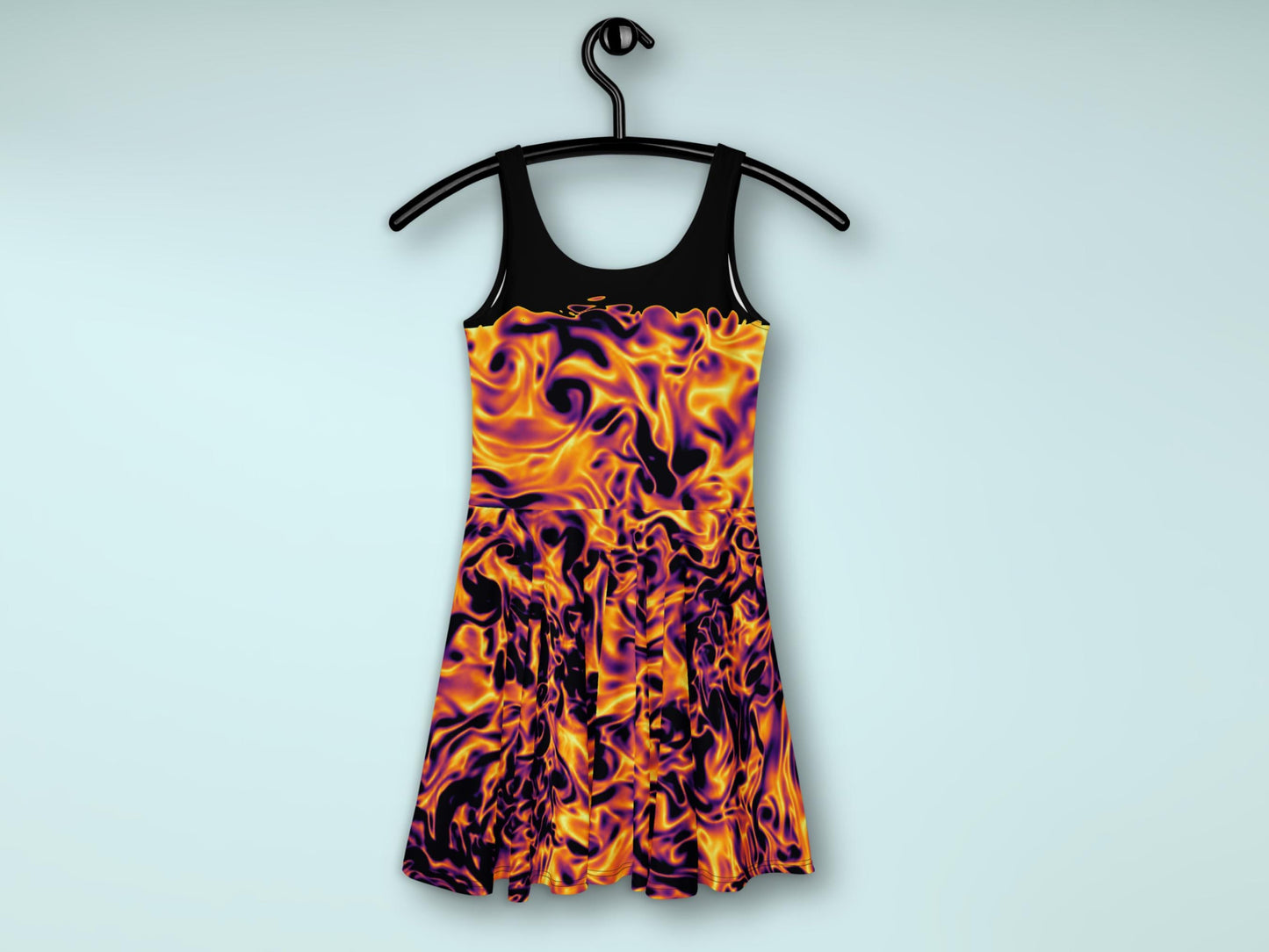 Science Print Skater Dress – Flowy, Flirty, Sleeveless Summer Style, Vacation-Ready, Eye-Catching Fluid Pattern, Lightweight & Soft