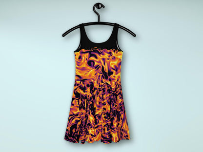 Science Print Skater Dress – Flowy, Flirty, Sleeveless Summer Style, Vacation-Ready, Eye-Catching Fluid Pattern, Lightweight & Soft