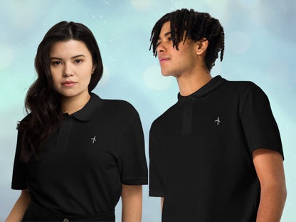 Unisex Pique Wind Turbine Embroidery Polo Shirt, Renewable Energy Lover’s Shirt, Wind Energy Fan Embroidered Polo Shirt, Golf Polo Gift