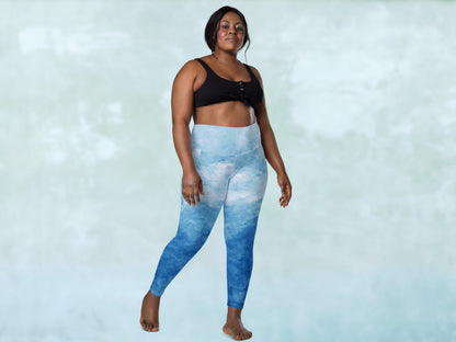 Gradient Light Blue Turbulence Pocketed Leggings